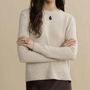 Jenni Kayne Everyday Sweater Wool Cashmere Knit Size Medium Oatmeal Beige
